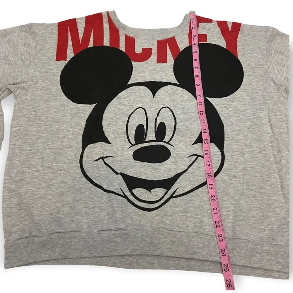 Disney Mickey Mouse Heather Gray Crew Neck Sweatshirt